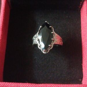 EverTrue Thai Black Spinel 8.30 ctw Ring in Stainless Steel Size 7